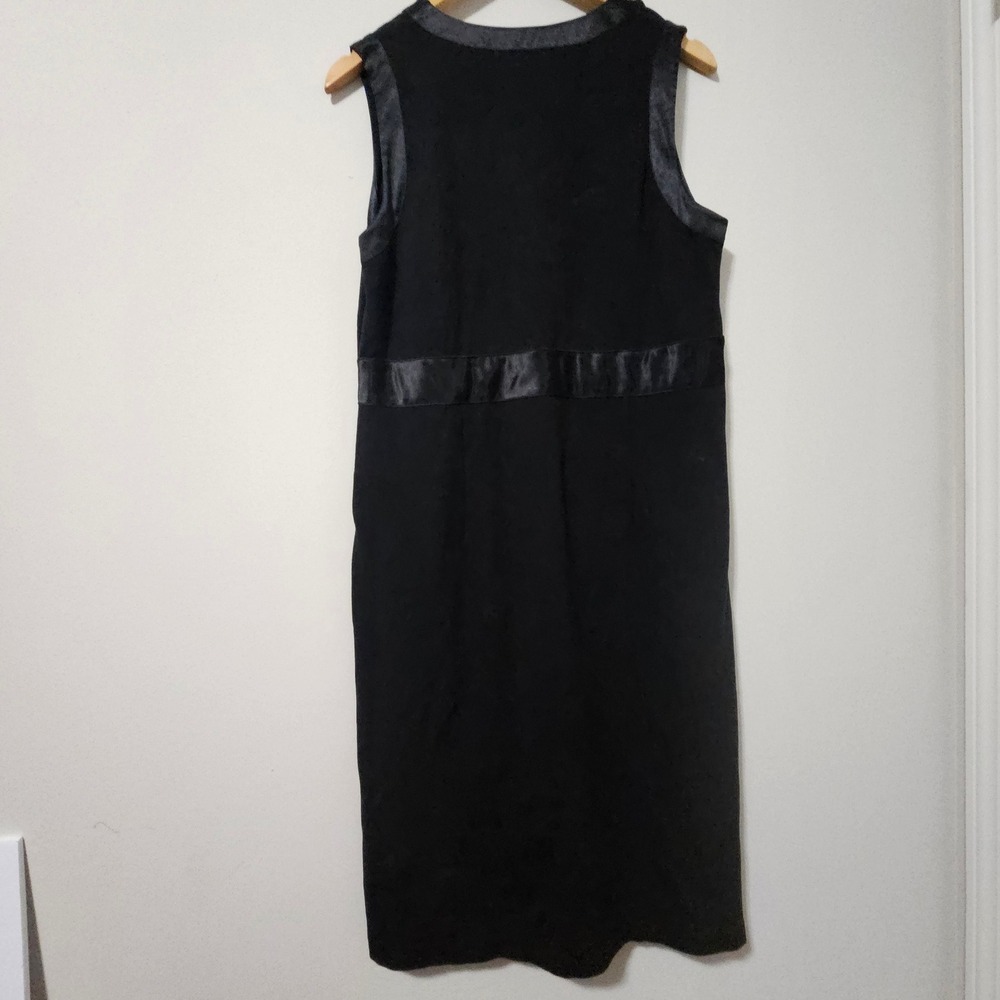 Liz Claiborne Womens Black Sleeveless Sheath Dress Satin Trim Size 12 Ponte Knit - Picture 6 of 6